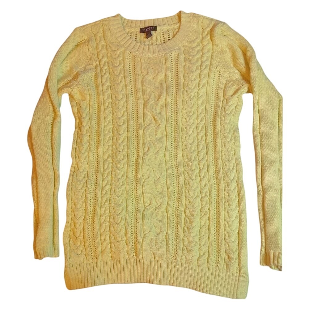 Talbot's lemon‎ yellow crew neck sweater SKUW253